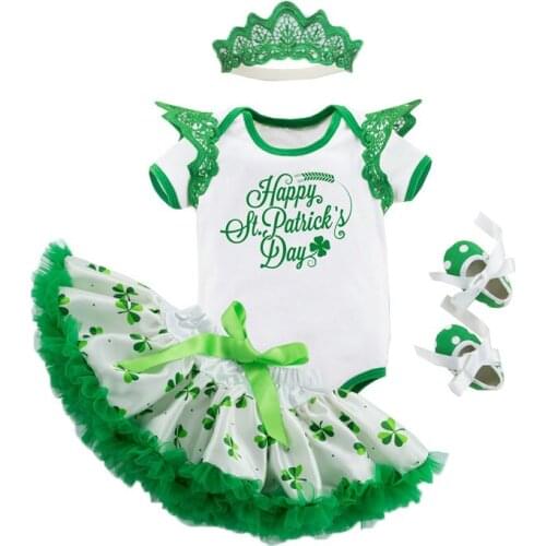 Festival Baby Rompers Set Short Sleeve Cotton Baby Summer Clothes 4 Pieces Happy St.Patrick Day Suit Green Fashion Girl Clothes