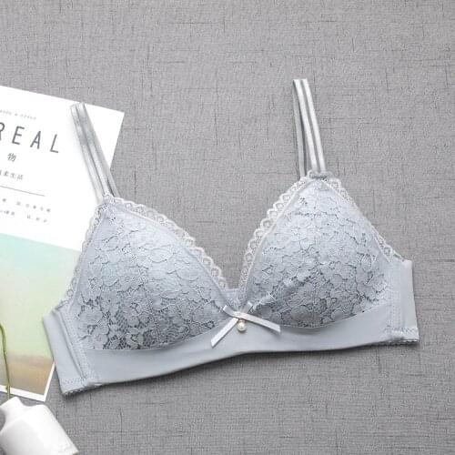 Lace underwear no steel ring small chest gathered summer thin adjustable girl bra bra for teenage girl