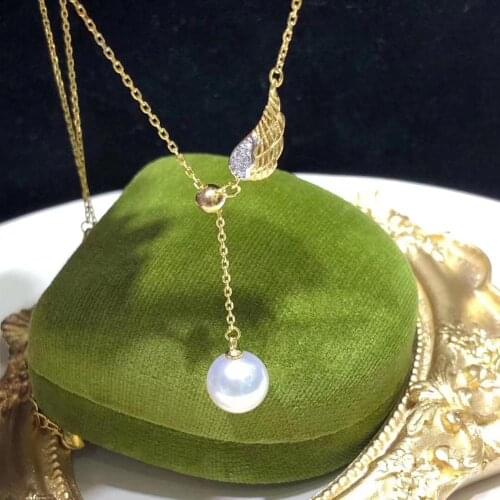 Angel Wing 925 Sterling Silver Necklace Findings Settings Jewelry Parts Fittings for Akoya Edison Pearls Corals Jades Stones