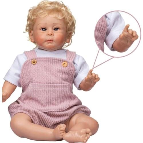 Cute 22 inch Reborn Doll Soft Silicone Toddler Girl Baby Doll Birthday Toy