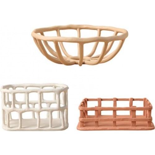 Nordic Resin Hollow Fruit Tray Home Living Room Desktop Plate Snack Bowl Crafts