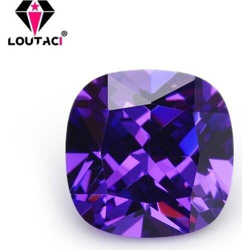 LOUTACI Loose Gemstone Violet Cushion Cubic Zirconia Elegant Jewelry For Women Middle Size 5x5-10x10mm