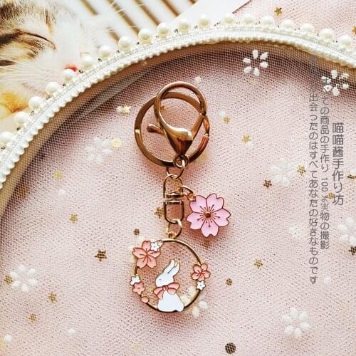 Cute Rabbit Smart Phone Strap Lanyards Keychain for iPhone/Samsung Decor Flower Key Chain Mobile Phone Strap Phone Hanging Charm