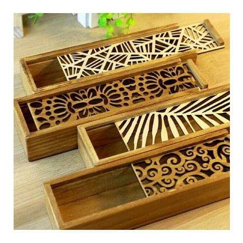 Fashion Retro Box Hollow Wood Pencil Case Storage Students Cute Wooden Multi Stationery Desk Accessories