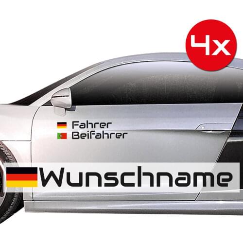 Set of 4 country flag + desired name sticker color selection foil sticker car