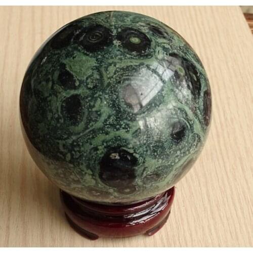 Natural peacocks eye crystal rock polishing rough stone Ball with stand