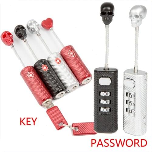New Creative Skull Metal Luggage Locks Three Digits Combination Padlock Mini Security Check Travel Bag Lock Secure Code Lock Key