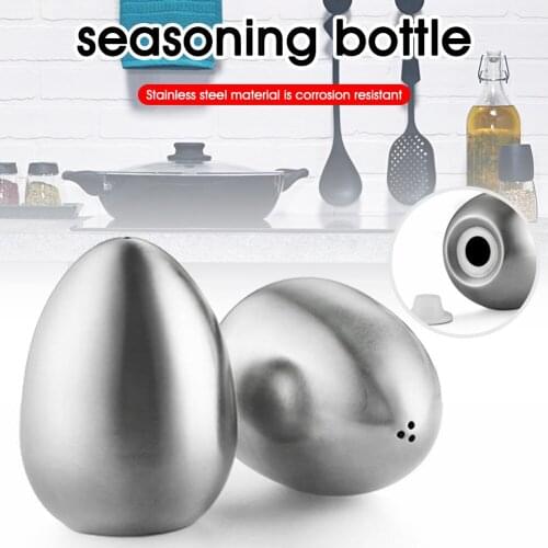 Stainless Steel Spice Jar Seasoning Container Egg Shaped Condiment Bottle Kitchen Supplies with Dustproof Plug