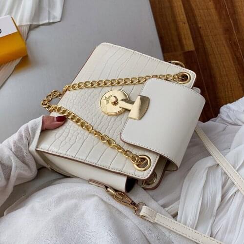 2020 New Elegant Female Crocodile pattern Tote bag High Quality PU Leather Womens Designer Handbag Chain Shoulder Messenger Bag