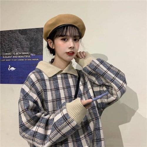 Autumn And Winter New Warm Sweet Academy Style Sweater Korean Loose Pullover Versatile Tweed Coat