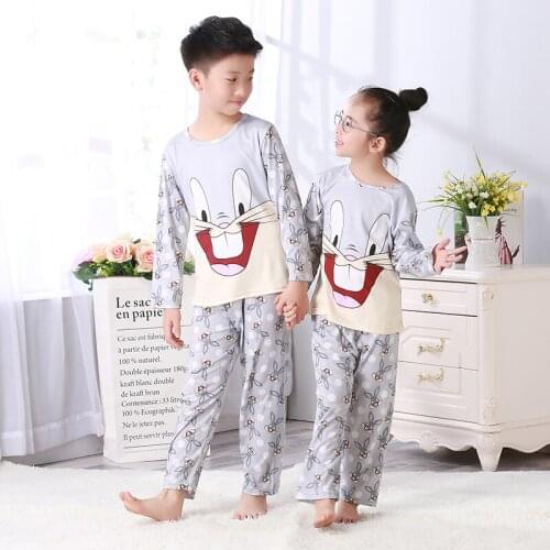90-150cm Autumn Childrens Sleepwear Girls Pajamas Solid Color Infant Baby Clothes Sets Boys Pajamas Cotton Kids Sleepwear Suit