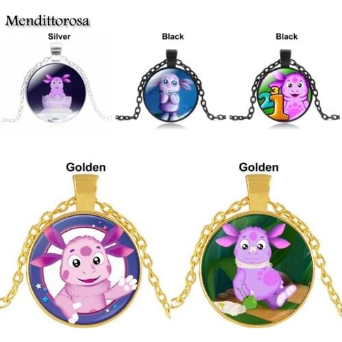 Mendittorosa Russian Luntik Necklace Glass Cabochon Bronze Chain Vintage Choker Statement Necklaces Fashion Women Jewelry Gift