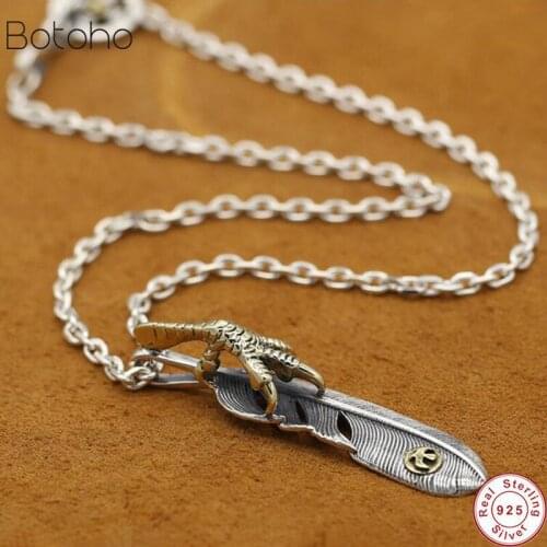 Eagle Claw Feather Pendant 100% Real 925 Sterling Silver colour Necklace Pendant Fine jewelry for Women Men Fashion jewelry gift