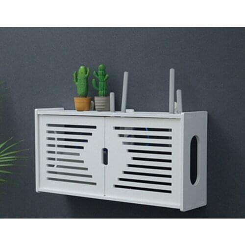 Portable Storage Box Wireless Wifi Router Wall Hanging Plug Board Bracket Cable Storage Organizer PVC Panel Shelf Home Decor