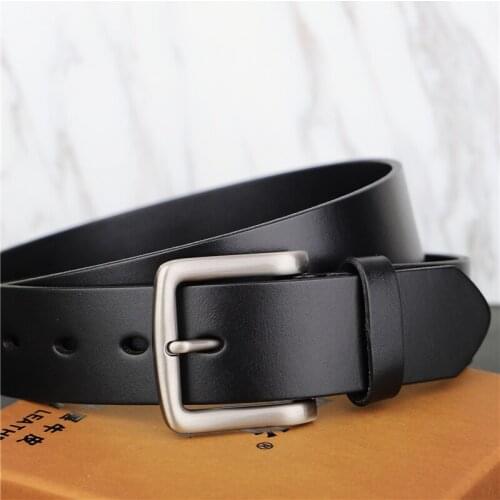 Mens Leather Belt Buckle Youth Belt Young People Leisure Wild First Layer of Pure Leather Vintage Jeans Belt Men Gift Designer