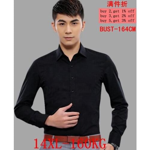 Mens Large size Long Sleeve Lapel 8 Color Business Office 10XL 11XL 12XL 13XL 14XL Wedding Dress Black Blue Shirt 6XL 7XL 8XL