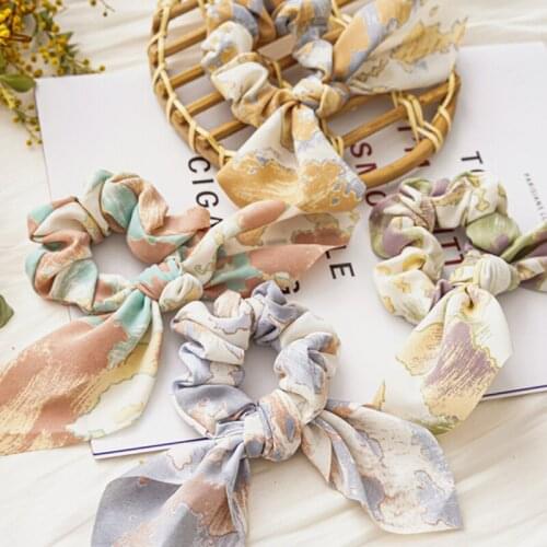 Bunny ears tie dye vintage hair accessories headbands for women opaska do wlosow elastic bands decoration designer bows tiara