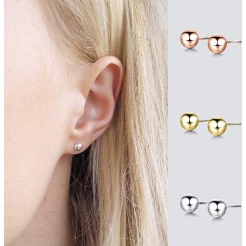 3/4/5/6/8/10mm Punk Rock Stainless Steel Small Ball Stud Earrings for Women Men Jewelry pendientes mujer moda Piercing Brincos