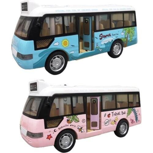School Bus Sound Light Tour Bus Model Boy Toy Diecasts Toy Vehicles Kids Gift