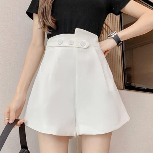 Office Lady Shorts Women Clothing Pocket Button High Waist Loose Slim Summer Korean Fashion Solid Pantalones Cortos De Mujer