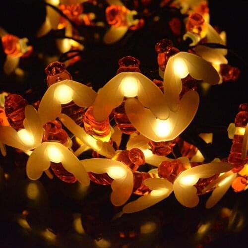 Bee Shaped String Lights Battery Powered Fairy LED Outdoor Waterproof Lamp for Patios Garden Christmas Wedding Party Decoration