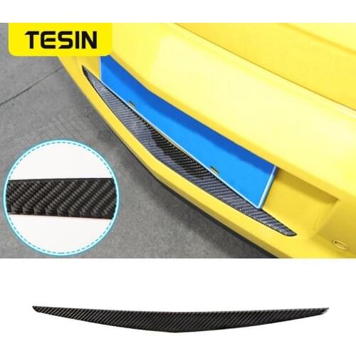 TESIN Carbon Fiber Car License Plate Holder Decoration Sticker Fit For Chevy Camaro 2012-2015 Car Exterior Accessories Stying