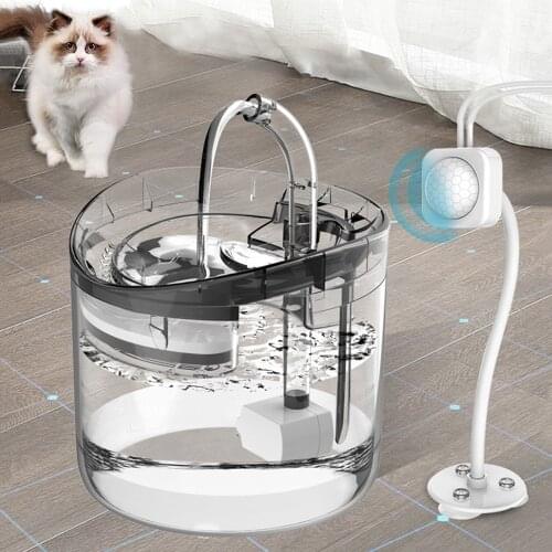 Intelligent Cat Water Fountain With Faucet Dog Water Dispenser Transparent Drinker Pet Drinking Filters Feeder Motion Sensor