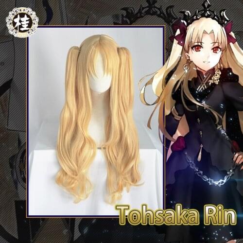 UWOWO-pelo de Cosplay de doble cola dorado, 80cm de largo, pedido grande, Ereshkigal, preventa