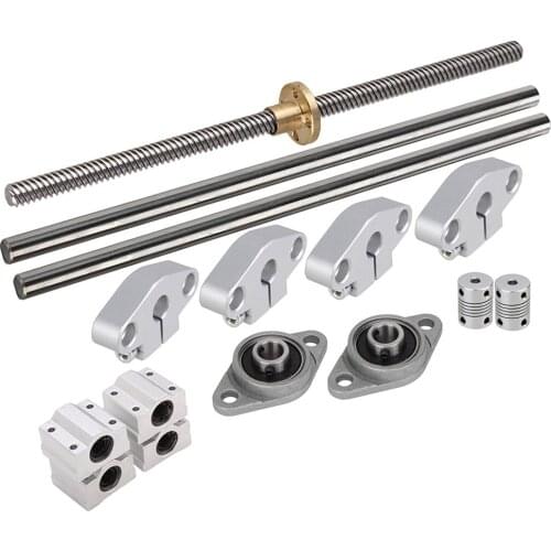 Vertical 8mm Lead Screw &L200mm Shaft Optical Axis&Pillow Block Bearings Slide Block with Dual Rail Shaft Support &Flexible Shaf