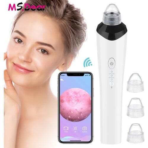 WiFi Camera Visual Face Blackhead Remover Vacuum Suction Pore Cleaner Face Deep Nose Cleasning Pimple Removal With 3 heads Tool