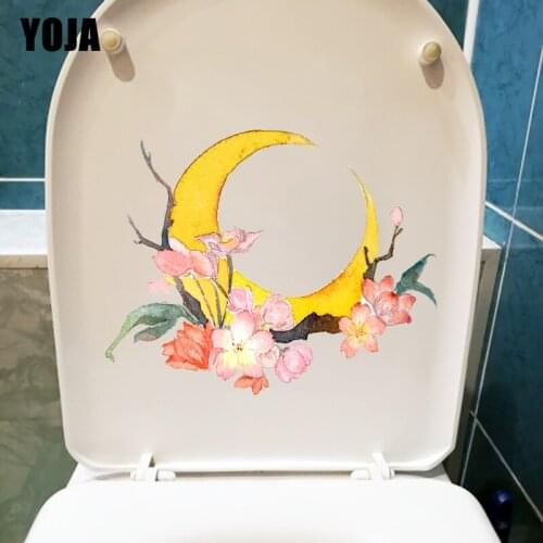 YOJA 23X18.5CM Cherry Blossom Moon Watercolor WC Toilet Decoration Home Wall Stickers Mural T1-1663