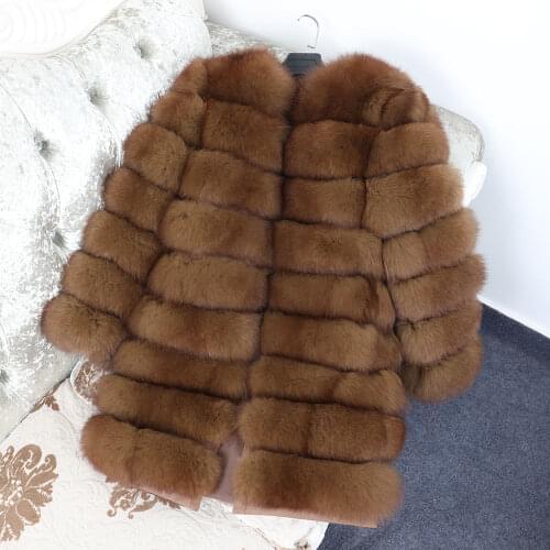 Winter women high-quality real fur coat natural fox fur jacket long Thick warm fox fur fashion Fur vest women