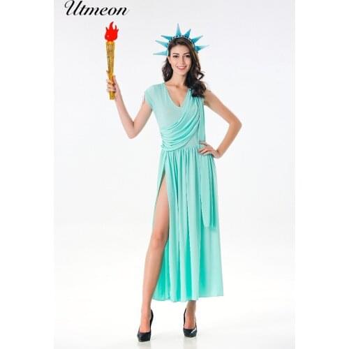 Womens Statue Of Liberty Costumes Cosplay Hen Party Book Week Goddess Fantasia Outfit Halloween Costumes For Women