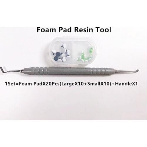 1Set Dental Composite Resin Light Cure Fast Quick Foam Pad Large X10 + Small X10 Handle X1 SS OptraSculpt Tool