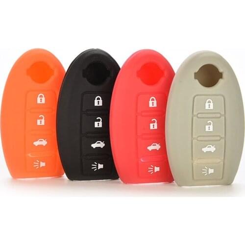1PC 4 Buttons Silicone Car Key Cover Remote Key Fob Shell Cases For Nissan Altima Maxima Car Accessories Red Orange Grey Black