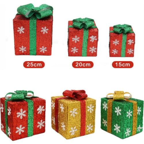 1Pc Quality Christmas Eve Gift Box Decoration PVC Large Xmas Present Wrapping Boxes Red Ribbon Lids