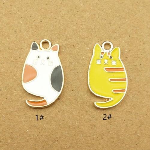 10pcs enamel cat charm for jewelry making earring pendant necklace and bracelet charm
