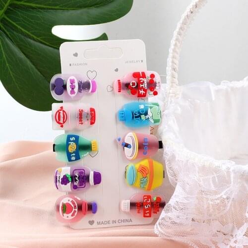 10PCS/Set New Girls Cute Hair Clip Cartoon Bottle Hairpins Kids Sweet Hair Bands Headband Lovely Hair Clips Hair Accessories