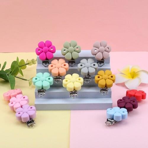 Sunrony 10pcs New Flower Silicone Pacifier Clip Pacifier Chain Holder Soother Nursing Clips BPA Free Pacifier Chain Accessories