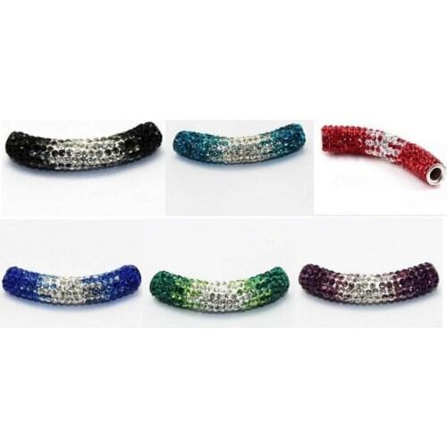 15pcs/lot 1cm * 5cm mixed 12 color Disco Ball gradual change Crystal s254 Beads long bending Tube For Bracelet