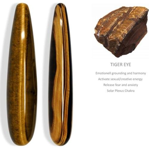 18cm Natural Tiger Eye Yoni Massage Wand Crystal Pleasure Stick For Women Body Massage Kegel Exercise Yoni Wand Hearth Care