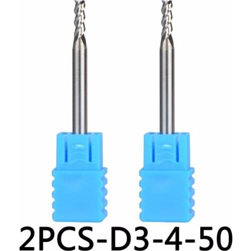 2pcs/lot D3-4-50 Tungsten Steel End Mills 3- Flute Flattened Head Milling Cutters Carbide End mills HRC45 Machining for Aluminum