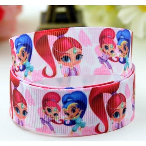 22mm 25mm 38mm 75mm Ruban satin Shimmer and Shine Cartoon Character printed Grosgrain Ribbon party decoration X-01532 10 Yards