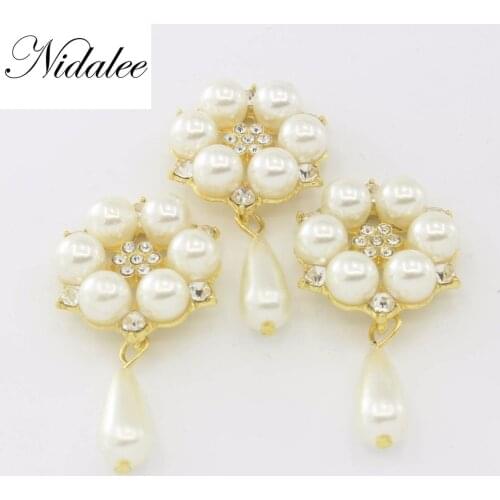 47mm Pendant Shape Flatback Pearl Rhinestone Button Metal Zinc Alloy Washable Sewing Buttons for Women Jean Decoration 10pc pack