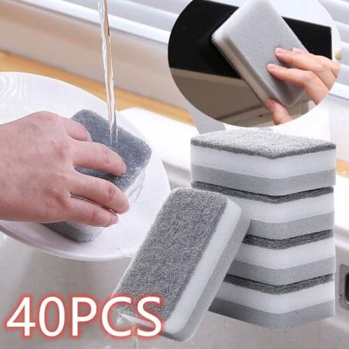 40/20PCS Double Side Cleaning Sponge Eraser Removing Rust Kitchen Gadgets Descaling Rub Pot Household Home Bathroom Accessories