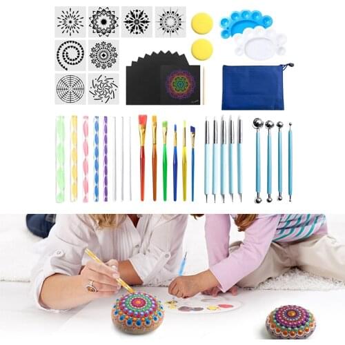 47pcs/set Mandala Dotting Tools Painting Stencils DIY Stone Embossing Starter Drawing Stylus Pens Art Kit