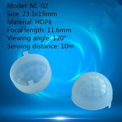 50pcs NL-02 dome shape human body infrared PIR sensor HDPE plastic fresnel lens 23.3*19mm focal length 11.6mm