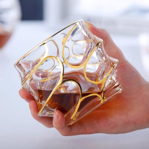 Bohemian Style Crystal Golden Edge Luxury XO Brandy Snifters Whisky Tumbler Old Fashioned Whiskey Glass Chivas Vodka Glasses Cup