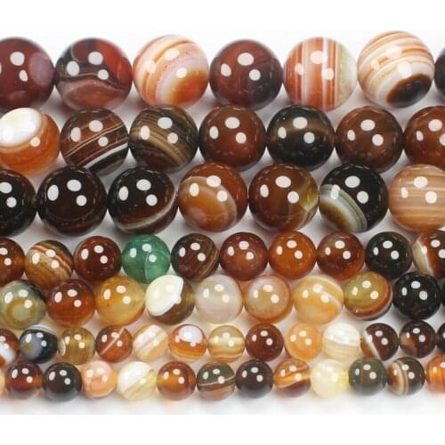 Natural Smooth Red Coffe Stripe Aga-tes 6-14mm Round Beads 15"/38cm, Wholesale For DIY Jewellery Free Shipping