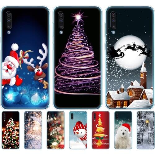 For Samsung Galaxy A50 Case Silicone Transparent Cover Phone Case For Samsung A50 2019 6.4 winter snow christmas happy new year